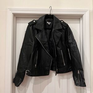 topshop Black Leather Jacket